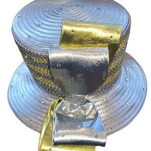 Designer satin ribbon hat for church/ Kentucky Derby designer couture Silver
